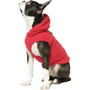 Gooby Fleece Vest Hoodie Dog Sweater - Red, X-Small - Warm Pullover Dog Hoodie with O-Ring Leash - Winter Hooded Small Dog Sweater - Dog Clothes for Small Dogs Boy or Girl, and Medium Dogs