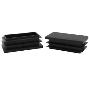 Hitefu 12PCS 1 x 2 Inch Rectangle End Caps, Black Rectangle Plastic Plugs Tubing End Caps Furniture Foot Table Chair Legs Tube Inserts Threaded End Blanking Caps Protector