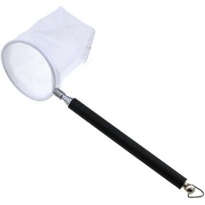 Fish Fishing Net Mesh Pocket Black Round Retractable Stainless Steel Small Fishing Net for Catching Small Fish and Prawn and Cleaning Fish Tank Debris