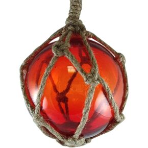 Red Japanese Glass Fishing Floats Fish Net Buoys Tiki Decor