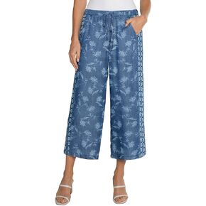 Liverpool Women's Pull on Mid Rise Wide Leg Crop Trouser