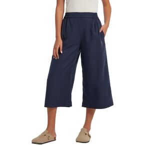 Les umes Womens Casual Loose Linen Capri Pants Summer Elastic Waist Plus Size Lounge Trousers Cropped Wide Leg Culottes