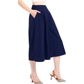 Women's Baggy Linen Wide Leg Palazzo Capris Pull On Embriodered Solid Summer Beach Cropped Culottes Pants Pocketed
