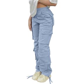 High Waisted Pants for Women Cargo Pants Jogger Straight Wide Leg Baggy with Pockets Streetwear Parachute Pants Y2k