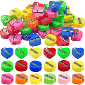 ELANE 90 Pcs Bulk Pencil Sharpeners for Kids,Manual Pencil Sharpeners Bulk Pencil Sharpeners Handheld,Small Pencil Sharpener for Classroom (Round+Heart+Wintersweet)