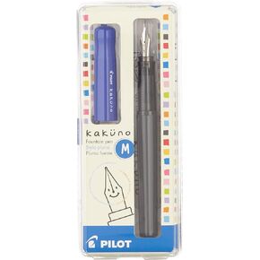 PILOT Kakuno Fountain Pen, Grey/Blue Barrel, Medium Nib (90133)