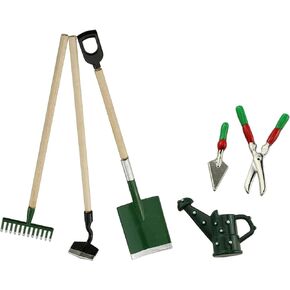 6 Pcs 1:12 Miniature Dollhouse Garden Tools Miniature Shovels Watering Can Mini Doll House Working Accessories [FDXGYH]