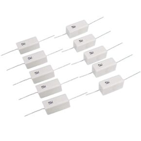 10pcs 220 ohm 220RΩJ 5 watt Axial Ceramic Cement Power Resistor 5W