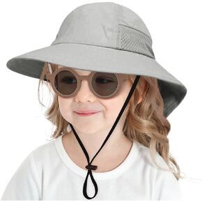 Baby Sun Hat with Sunglasses Boys Girls Wide Brim Neck Flap Beach Hat Summer UPF 50+ Protection Caps for Kids 6M-6T