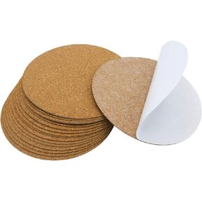 16 Pcs Self-Adhesive Cork Round, 3.5" x 3.5" Tiles Backing Sheets, Mini Wall Mat, for Coasters Pads and DIY Crafts, Wood Color, Circles, 9cm