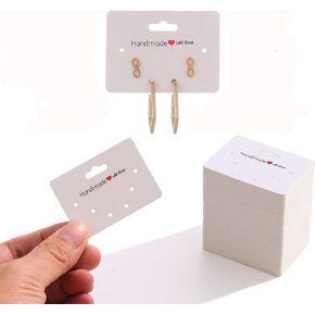 150PCS Earring Cards,5x3.5cm Earring Display Cards for Selling,Jewelry Packaging Brown Earing Card Holders for Earrings Empaques para Joyeria Small Business (White, 5.5X4CM)