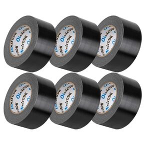 6 Pack 3 in Duct Tape Black Heavy Duty 330 Yards x 3 Inch - Strong, Flexible,No Residue,All-Weather and Tear by Hand - Bulk Value for Do-It-Yourself Repairs and Professional Use