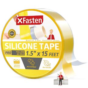 XFasten Self-fusing Silicone Tape Pro, Black, 1.5-Inch x 15-Feet, 30mils Weatherproof Silicone Rubber Sealing Tape for Outdoor Coax, Electrical Cable, Radiator Hose, Pipe Leaks and Emergency Repairs