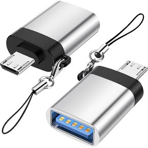 Micro USB to USB 3.0 Adapter (2 Pack) with Lanyard, Micro USB Male to USB-A Female OTG Adapter Compatible with Samsung S7 S6, OTG Micro Devices, Flash Drive, Keyboard (Black)