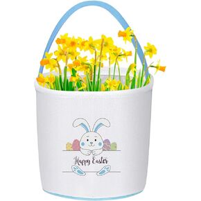 PARTYWIND Easter Baskets for Kids Egg Hunt Games, Easter Baskets Bags with Handle for Boys and Girls Party Supplies Favors, Cute Easter Gifts Goodie Bag Stuffers (Blue)