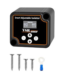 TIPHOPE Adjustable Dual Battery Isolator with Voltage Display,12V 140Amp Voltage Sensitive Relay Smart Battery Isolator Delay Setting Battery Isolator for Car Truck RV Marine