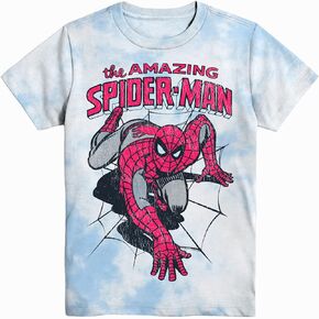 Marvel Boys Spiderman Tie-Dye Shirt - Amazing Spiderman, Spidey, Wall Crawler - Throwback Classic Tie Dye T-Shirt