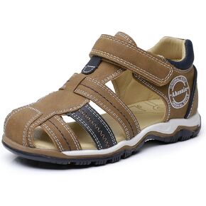 Infant Boys Girls Genuine Leather Sandals with Arch Support,Unisex Baby Closed Toe Summer First Walkers Shoes(Infant/Toddler/Little Kid)