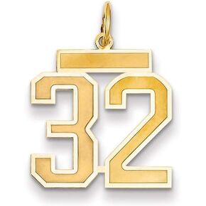 Charm Pendant 14K Yellow Gold Themed 32 Medium Satin Number