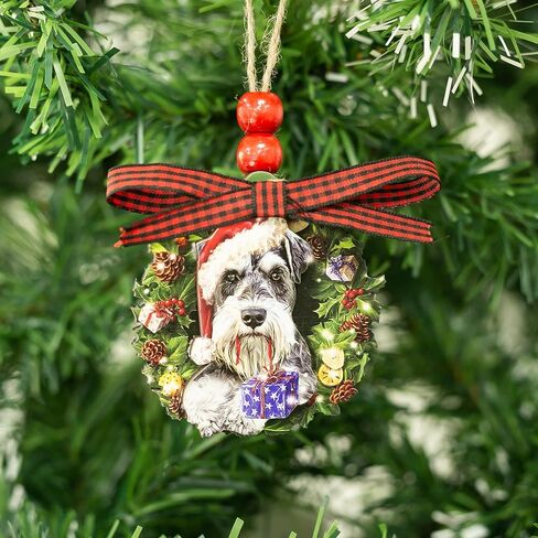 Talataca Miniature Schnauzer Sleeping Angel Wing Memorial Dog 2D Flat Car Rear View Mirror Accessories Christmas Tree Ornament Decoration Hanging Charm Interior Rearview Pendant Decor Gift in Saudi Arabia