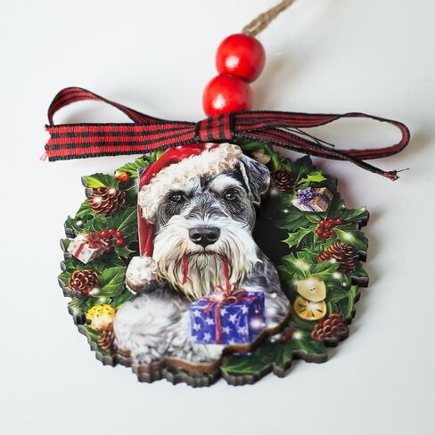 Talataca Miniature Schnauzer Sleeping Angel Wing Memorial Dog 2D Flat Car Rear View Mirror Accessories Christmas Tree Ornament Decoration Hanging Charm Interior Rearview Pendant Decor Gift in Saudi Arabia