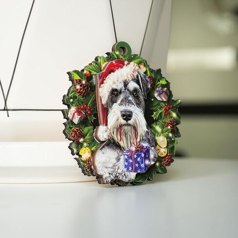 Talataca Miniature Schnauzer Sleeping Angel Wing Memorial Dog 2D Flat Car Rear View Mirror Accessories Christmas Tree Ornament Decoration Hanging Charm Interior Rearview Pendant Decor Gift in Saudi Arabia