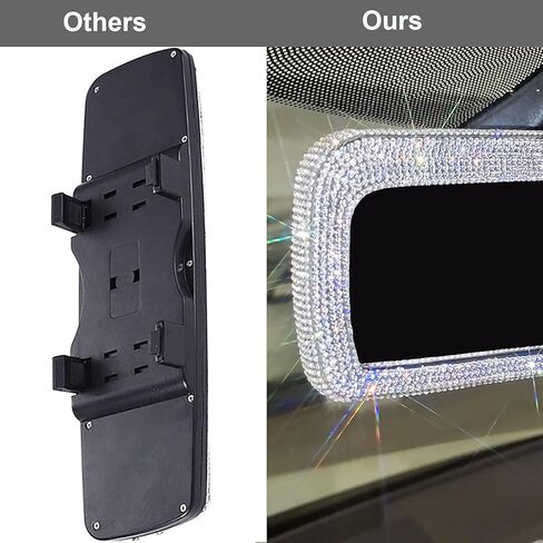 مرآة سيارة بلينغ حجر الراين مرآة الرؤية الخلفية للسيارة للنساء مرآة الرؤية الخلفية مرآة سيارة لامعة لامعة (تاج أحمر) in Kuwait