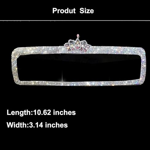 مرآة سيارة بلينغ حجر الراين مرآة الرؤية الخلفية للسيارة للنساء مرآة الرؤية الخلفية مرآة سيارة لامعة لامعة (تاج أحمر) in Kuwait