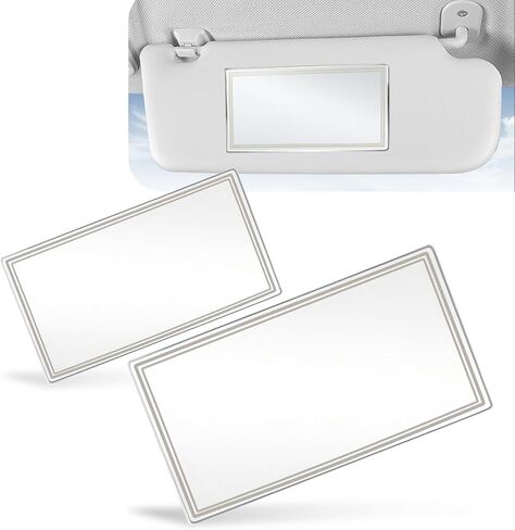 2 PCS Car Visor Mirrors, Shatterproof Stainless Steel Cosmetic Mirror for Cars, HD Decorative Mirror, 5.91 x 3.15 In and 4.33 x 2.36 In (Transparent) in Saudi Arabia