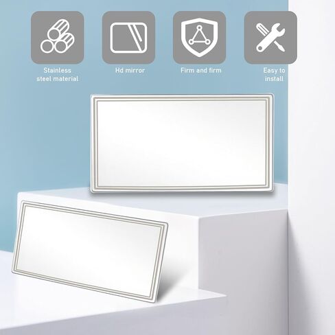 2 PCS Car Visor Mirrors, Shatterproof Stainless Steel Cosmetic Mirror for Cars, HD Decorative Mirror, 5.91 x 3.15 In and 4.33 x 2.36 In (Transparent) in Saudi Arabia