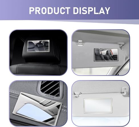 2 PCS Car Visor Mirrors, Shatterproof Stainless Steel Cosmetic Mirror for Cars, HD Decorative Mirror, 5.91 x 3.15 In and 4.33 x 2.36 In (Transparent) in Saudi Arabia