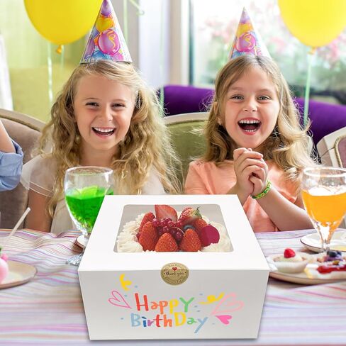 15 مجموعة من صناديق الكيك (15 صندوقًا و15 لوحًا)، صناديق مخبز مقاس 10 × 10 × 5 بوصات مع نافذة شفافة مربعة الشكل بيضاء صناديق مخبز مع ألواح كيك للكيك والكب كيك والفطيرة والحلوى والمعجنات in Kuwait