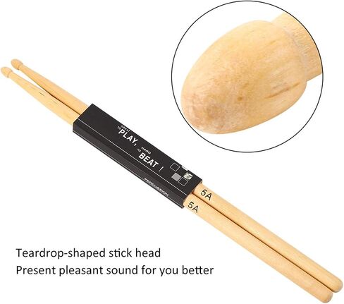Alomejor Drum Sticks Wood Snare Drum Stick ممارسة الأداء 5A طرف خشبي، خشب القيقب، 12 زوجًا in Saudi Arabia