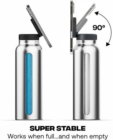Ringo Insulated Water Bottle - Compatible MagSafe Water Bottle With Phone Holder - Stainless Steel Water Bottle With Magnetic Phone Tripod Mount - Hot 12H, Cold 24H, 360° Rotate - Black 24oz in Saudi Arabia