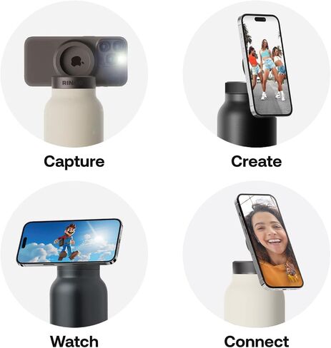 Ringo Insulated Water Bottle - Compatible MagSafe Water Bottle With Phone Holder - Stainless Steel Water Bottle With Magnetic Phone Tripod Mount - Hot 12H, Cold 24H, 360° Rotate - Black 24oz in Saudi Arabia