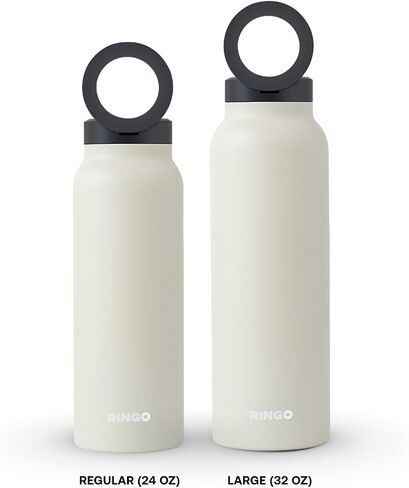 Ringo Insulated Water Bottle - Compatible MagSafe Water Bottle With Phone Holder - Stainless Steel Water Bottle With Magnetic Phone Tripod Mount - Hot 12H, Cold 24H, 360° Rotate - Black 24oz in Saudi Arabia