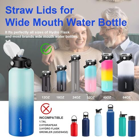 Auto Flip Straw Lid with Button Lock for Wide Mouth Water Bottle 12, 18, 24, 32, 40, 64oz, Great Lid for Hydro Flask, Takeya, Iron Flask in Saudi Arabia