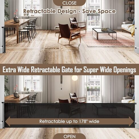 بوابات أطفال عريضة للغاية قابلة للسحب مقاس 178 بوصة، بوابات للحيوانات الأليفة في الهواء الطلق للكلاب، بوابة داخلية قابلة للسحب لفتحات واسعة للغاية، بوابة كلب كبيرة، بوابة كلب قابلة للسحب، بوابات أطفال قابلة للتعديل للمداخل in Kuwait