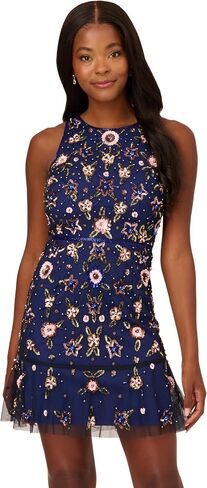 Adrianna Papell Women's Floral Beaded Short Dress in Saudi Arabia
