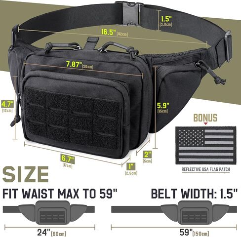 حقيبة مسدس مخفية من WYNEX، حقيبة مسدس تكتيكية من Fanny Pack مع حافظة مسدس عالمية CCW EDC حزمة الخصر من نظام تعليق باراكورد قابل للتعديل للرجال in Kuwait