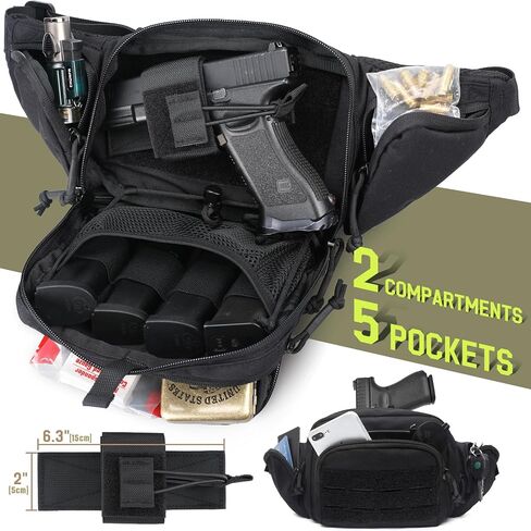حقيبة مسدس مخفية من WYNEX، حقيبة مسدس تكتيكية من Fanny Pack مع حافظة مسدس عالمية CCW EDC حزمة الخصر من نظام تعليق باراكورد قابل للتعديل للرجال in Kuwait