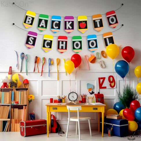 KatchOn, Large Back To School Banner - 2 Strings 10 Feet, No DIY | Pencil Banner, Welcome Back To School Decorations for Classroom | Back To School Party Decorations, First Day of School Decorations in Saudi Arabia