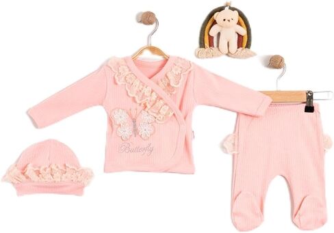 AGUCUK - Newborn Infant Baby Boy Clothes Print Long Sleeve Bodysuit + Pants + Hat 3 PCS Outfits Set (0-3 Month, Salmon) in Saudi Arabia