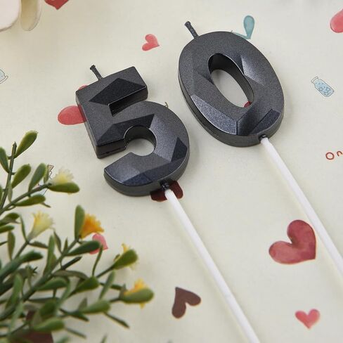 50 شمعة عيد ميلاد باللون الذهبي الوردي مقاس 50.8 سم، ثلاثية الأبعاد ماسية رقم 50 لتزيين الكيك للرجال والنساء وحفلات أعياد الميلاد in Saudi Arabia