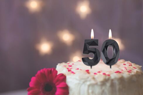 50 شمعة عيد ميلاد باللون الذهبي الوردي مقاس 50.8 سم، ثلاثية الأبعاد ماسية رقم 50 لتزيين الكيك للرجال والنساء وحفلات أعياد الميلاد in Saudi Arabia