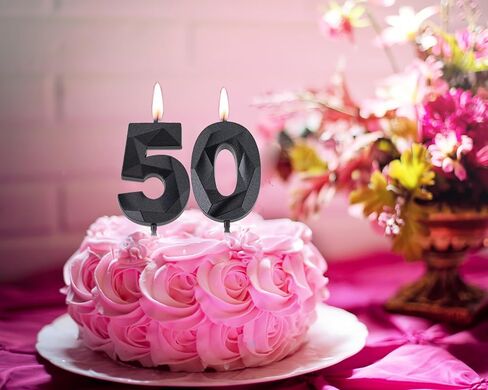 50 شمعة عيد ميلاد باللون الذهبي الوردي مقاس 50.8 سم، ثلاثية الأبعاد ماسية رقم 50 لتزيين الكيك للرجال والنساء وحفلات أعياد الميلاد in Saudi Arabia