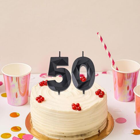 50 شمعة عيد ميلاد باللون الذهبي الوردي مقاس 50.8 سم، ثلاثية الأبعاد ماسية رقم 50 لتزيين الكيك للرجال والنساء وحفلات أعياد الميلاد in Saudi Arabia
