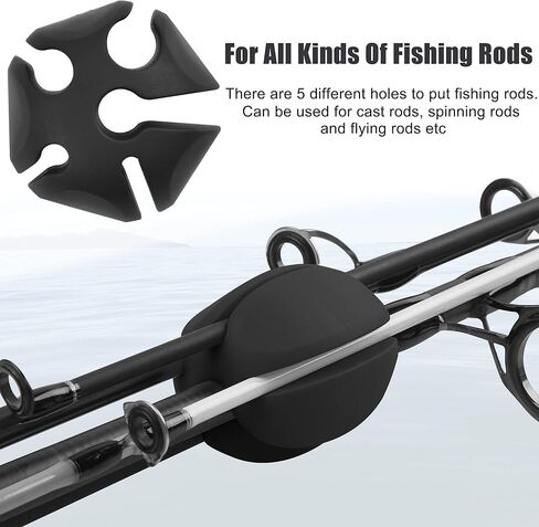 Multifunctional Fishing Rod Bundler Holder 5-Hole,Rubber Fishing Pole Strap Ties High Elastic Soft Rod Puller Fish Pole Protector Setter in Saudi Arabia