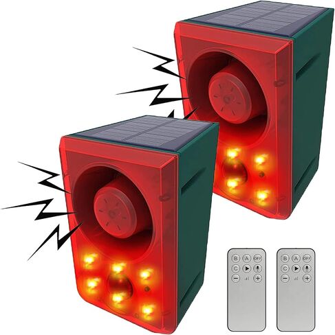 keeda Solar Motion Sensor Alarm 129dB Recording Shed Alarm with Remote Control Waterproof Sound & Strobe Light Siren Alarm Infrared Motion Detectors for Garage, Farm, Garden (1 Pcs) in Saudi Arabia