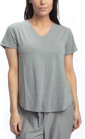 Cool Girl Women's Relaxed Cooling V-Neck T-Shirt with High Low Hem Sleep T-Shirt in Saudi Arabia